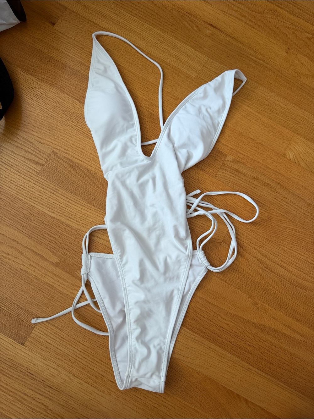 SHEIN White One-Piece Swim Suit with Strappy Sides